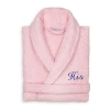 Linum Home Textiles Embroidered His Terry Bathrobe Unisex Adult Terry Cloth Long Sleeve Long Length Robe In Pink