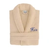 Linum Home Textiles Embroidered His Terry Bathrobe Unisex Adult Terry Cloth Long Sleeve Long Length Robe In Sand