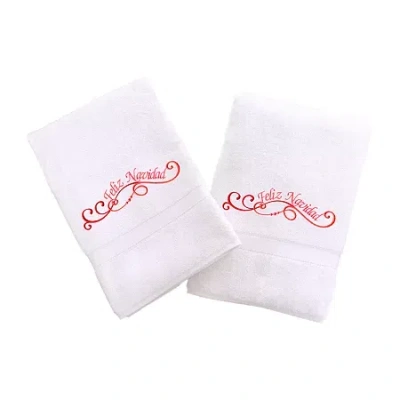 Linum Home Textiles Feliz Navidad Swirls 2-pc. Hand Towel In White