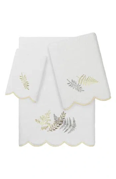 Linum Home Textiles Fern Toss Scallop 3-piece Towel Set In White/ Beige