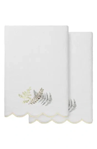 Linum Home Textiles Fern Toss Scallop Pack Of 2 Bath Towels In White/ Beige