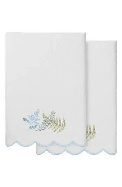 Linum Home Textiles Fern Toss Scallop Pack Of 2 Bath Towels In Blue