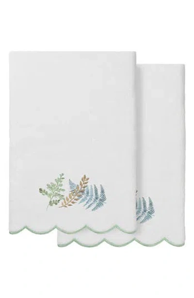 Linum Home Textiles Fern Toss Scallop Pack Of 2 Bath Towels In White/ Green
