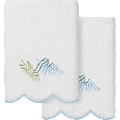 Linum Home Textiles Fern Toss Scallop Pack Of 2 Hand Towels In Blue