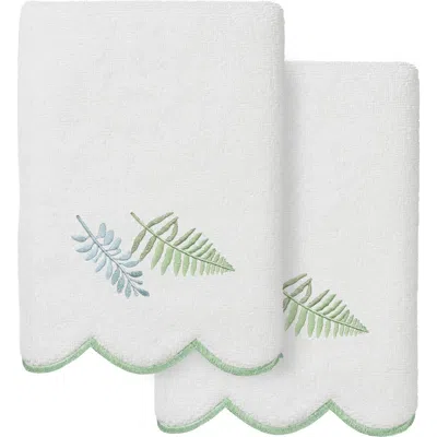 Linum Home Textiles Fern Toss Scallop Pack Of 2 Hand Towels In Green