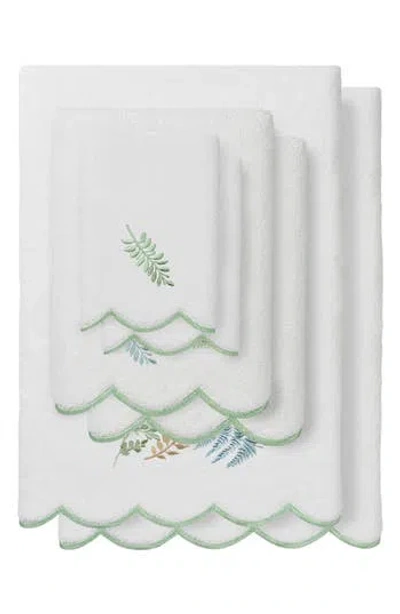 Linum Home Textiles Fern Toss Scalloped 6-piece Embellished Towel Set In Multi