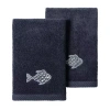 Linum Home Textiles Figi 2-pc. Embellished Fingertip Towel In Blue