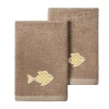 Linum Home Textiles Figi 2-pc. Embellished Fingertip Towel In Brown