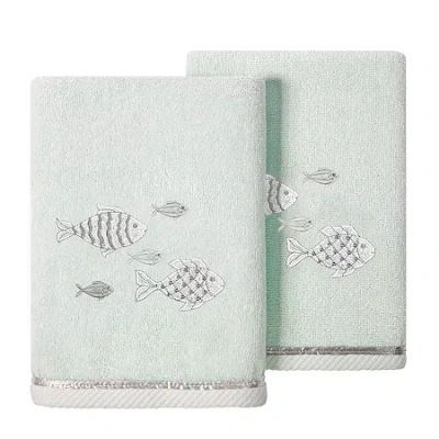Linum Home Textiles Figi 2-pc. Embellished Hand Towel In Blue