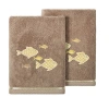 Linum Home Textiles Figi 2-pc. Embellished Hand Towel In Brown