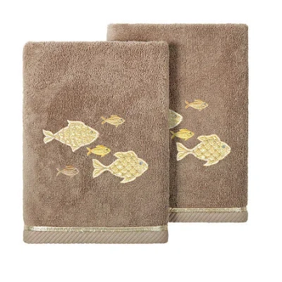 Linum Home Textiles Figi 2-pc. Embellished Hand Towel In Brown