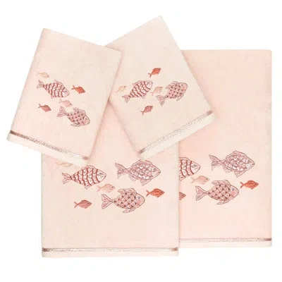 Linum Home Textiles Figi 4pc Embellished Towel Set 4 Piece Turkish Cotton Towel Set In Blush