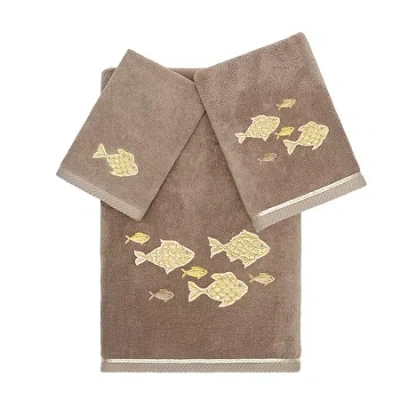 Linum Home Textiles Figi Embellished 3-pc. Bath Towel Set In Brown