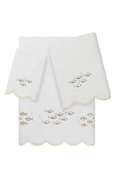 Linum Home Textiles Fish School Scallop 3-piece Hand Towel Set In Multi