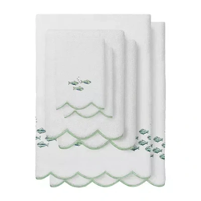 Linum Home Textiles Fish School Scallop 6-pc. Quick Dry Bath Towel Set In White