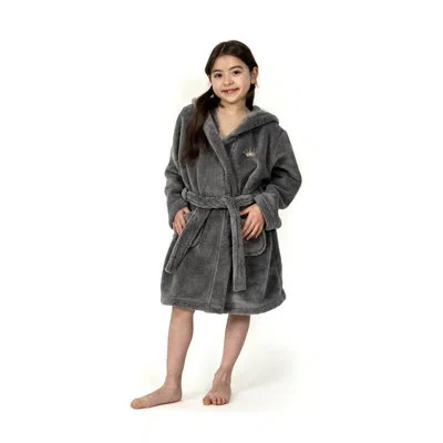Linum Home Textiles Fleece Mid-calf Bathrobe With Pockets And Hood In Gray