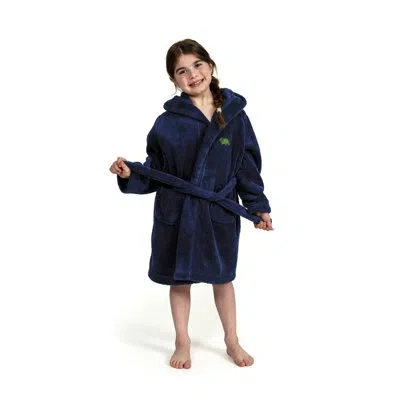 Linum Home Textiles Fleece Mid-calf Bathrobe With Pockets And Hood In Navy