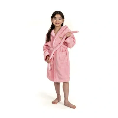 Linum Home Textiles Fleece Mid-calf Bathrobe With Pockets And Hood In Pink