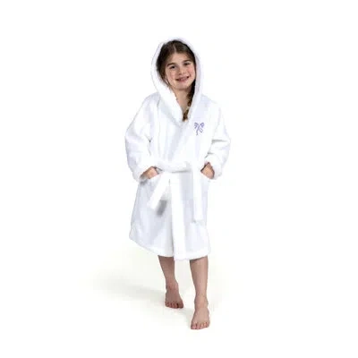 Linum Home Textiles Fleece Mid-calf Bathrobe With Pockets And Hood In White,blue