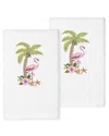 Linum Home Textiles Flora - Embroidered Luxury 100% Turkish Cotton Hand Towels (set Of 2) In White