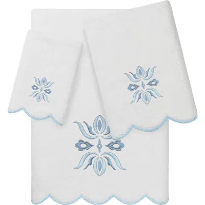 Linum Home Textiles Flower Crest Scallop 3-piece Towel Set In White