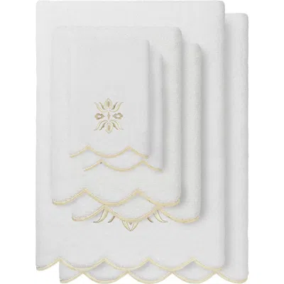 Linum Home Textiles Flower Crest Scallop 6-piece Bath Towel Set In Multi