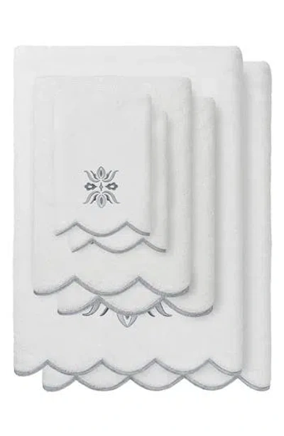 Linum Home Textiles Flower Crest Scalloped 6-piece Towel Set In White