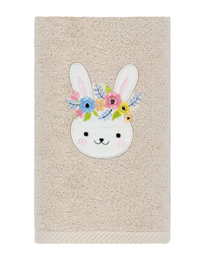 Linum Home Textiles Flower Crown Embroidered Luxury 100% Turkish Cotton Hand Towel In Sand