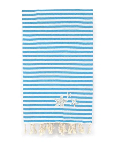 Linum Home Textiles Fun In The Sun Glittery Starfish Pestemal Beach Towel In Blue