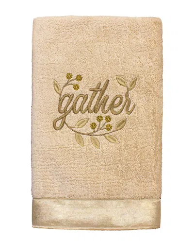Linum Home Textiles Gather Embroidered Turkish Cotton Hand Towel In Sand