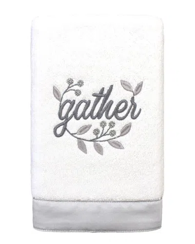 Linum Home Textiles Gather Embroidered Turkish Cotton Hand Towel In White
