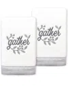 Linum Home Textiles Gather Embroidered Turkish Cotton Hand Towels (set Of 2) In White