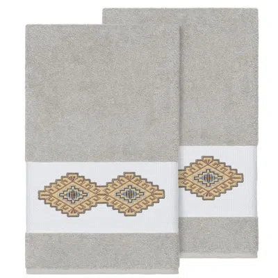 Linum Home Textiles Gianna 2 Piece Turkish Cotton Bath Towel Set In Light Gray