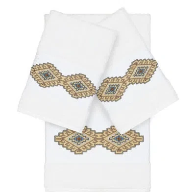 Linum Home Textiles Gianna 3 Piece Turkish Cotton Towel Set In White