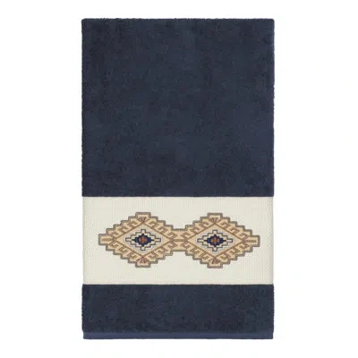 Linum Home Textiles Gianna Embellished Turkish Cotton Bath Towel In Midnight Blue