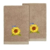 Linum Home Textiles Girasol 2-pc. Embellished Fingertip Towel In Brown