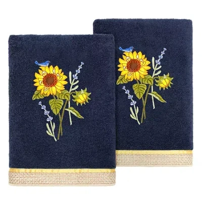 Linum Home Textiles Girasol 2-pc. Embellished Hand Towel In Blue