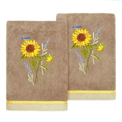 Linum Home Textiles Girasol 2-pc. Embellished Hand Towel In Brown