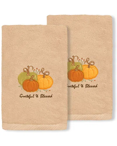 Linum Home Textiles Grateful & Blessed Turkish Cotton Hand Towel In Sand