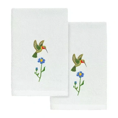 Linum Home Textiles Hada 2-pc. Embellished Fingertip Towel In Blue