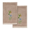 Linum Home Textiles Hada 2-pc. Embellished Fingertip Towel In Brown