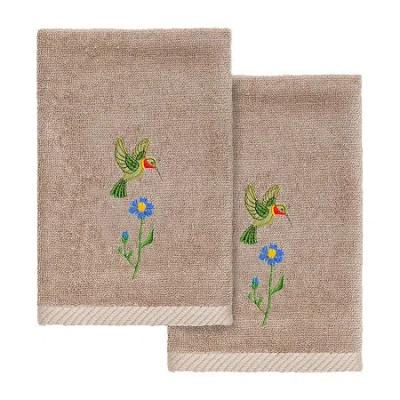 Linum Home Textiles Hada 2-pc. Embellished Fingertip Towel In Brown