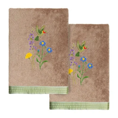 Linum Home Textiles Hada 2-pc. Embellished Hand Towel In Brown