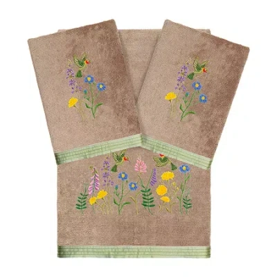 Linum Home Textiles Hada Embellished 3-pc. Bath Towel Set In Brown