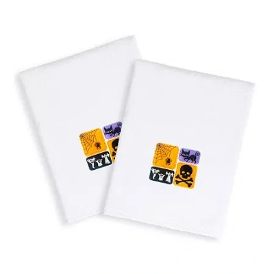 Linum Home Textiles Halloween Spooky Embroidered 2-pc. Hand Towel In White