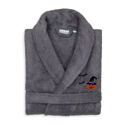 Linum Home Textiles Halloween Terry Bathrobe Unisex Adult Terry Cloth Long Sleeve Long Length Robe In Gray