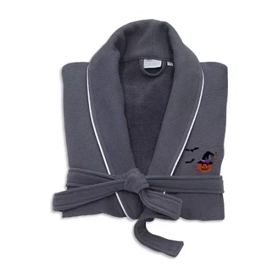 Linum Home Textiles Halloween Waffle Terry Bathrobe Unisex Adult Waffle Long Sleeve Long Length Robe In Gray