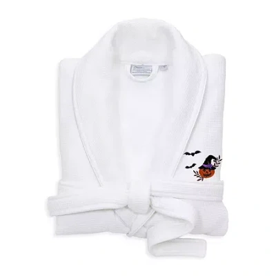 Linum Home Textiles Halloween Waffle Terry Bathrobe Unisex Adult Waffle Long Sleeve Long Length Robe In White