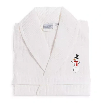 Linum Home Textiles Halloween Waffle Weave Bathrobe Unisex Adult Waffle Long Sleeve Long Length Robe In White
