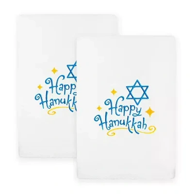 Linum Home Textiles Happy Hanukkah 2-pc. Hand Towel In White